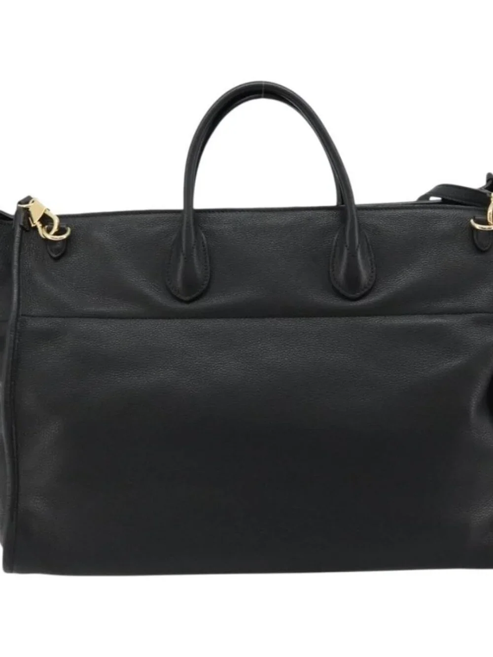 GUCCI Tote Bag Leather 2way Black Gold 674837 Auth